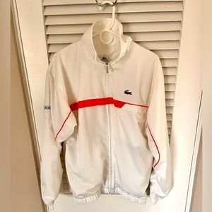 Lacoste Polyester Tennis Jacket White/Orange Sz 4